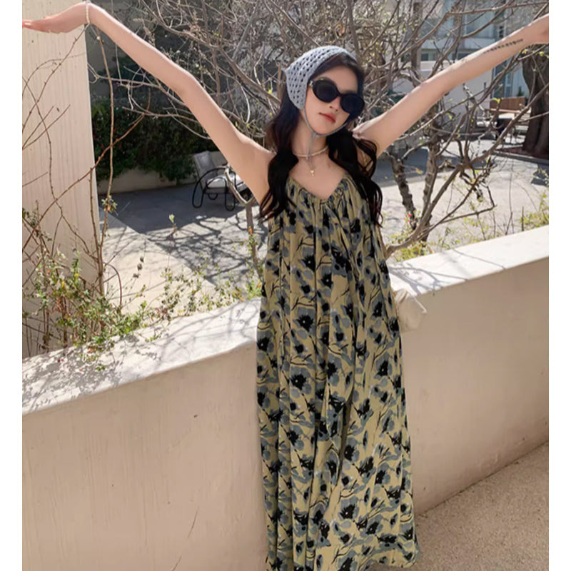 ブルーフラワーキャミソールワンピース