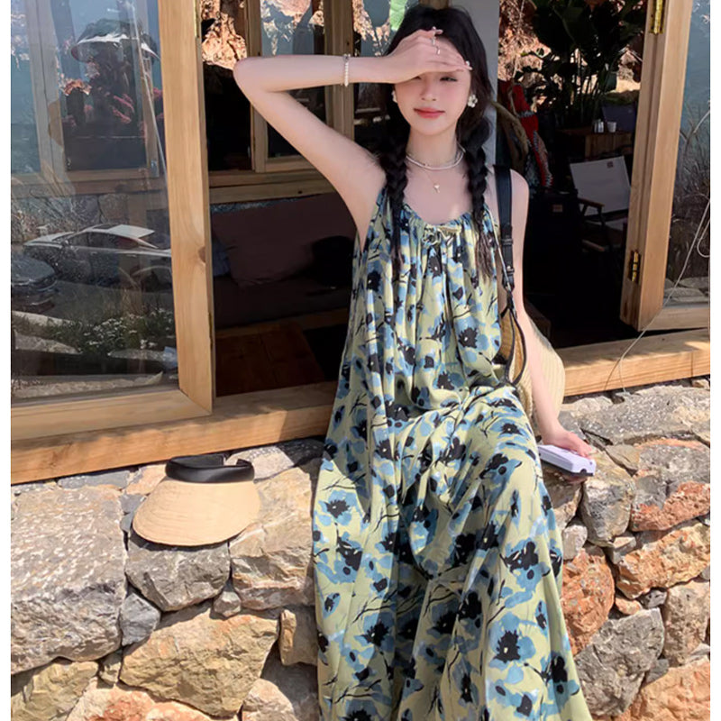 ブルーフラワーキャミソールワンピース