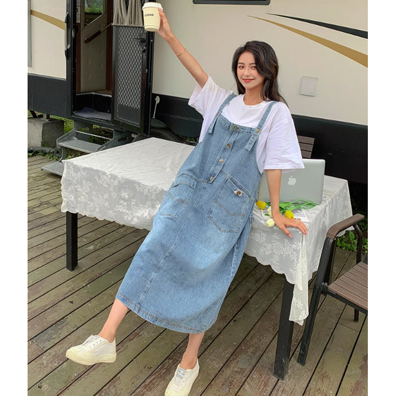 オーバーサイズデニムサロペットスカート