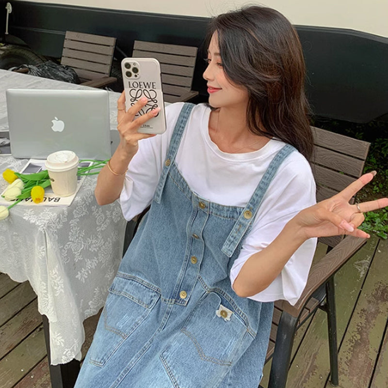 オーバーサイズデニムサロペットスカート