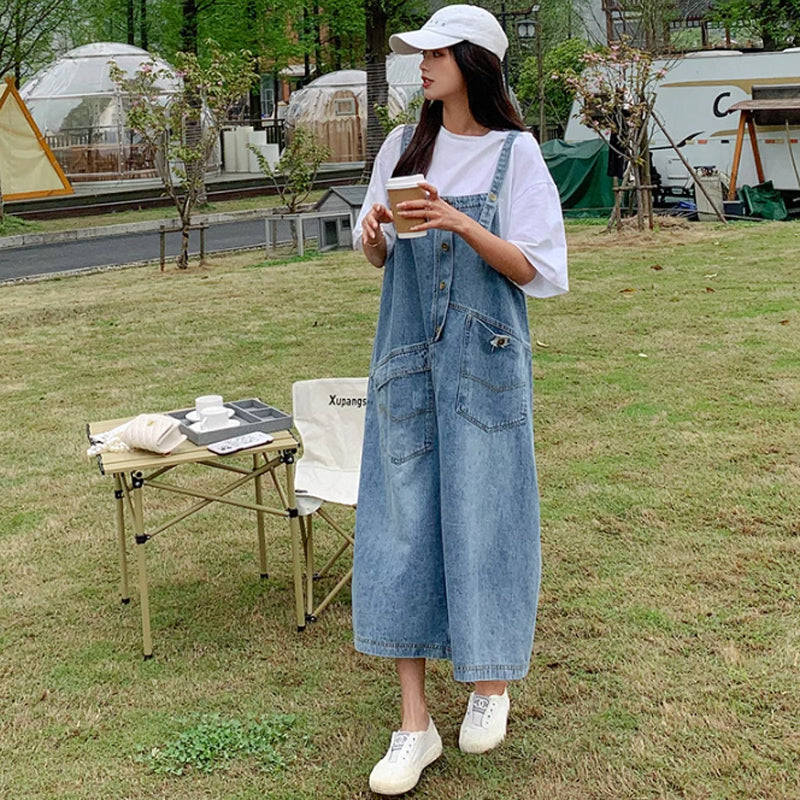 オーバーサイズデニムサロペットスカート
