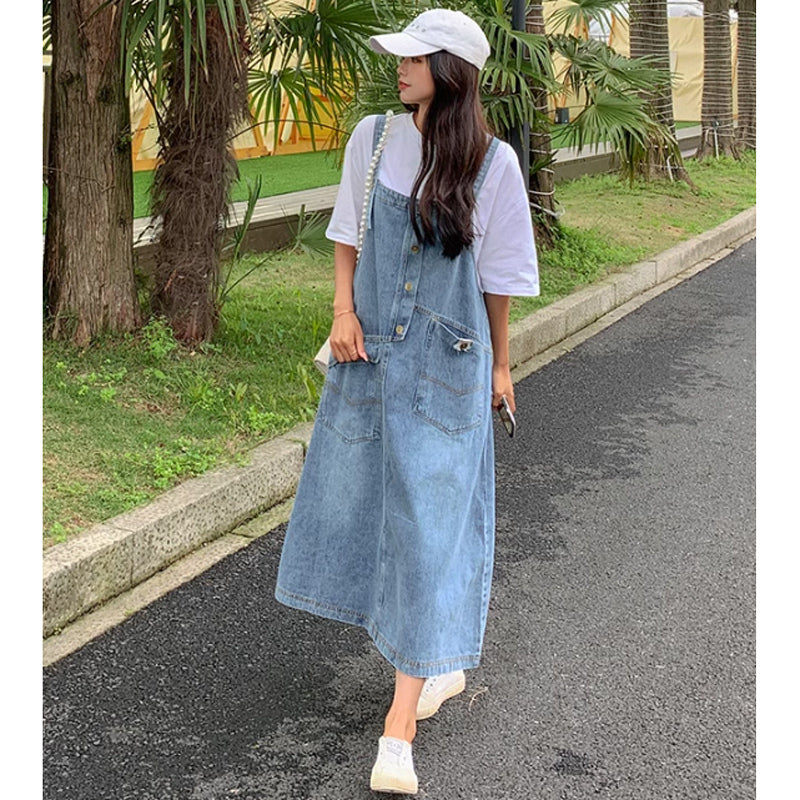 オーバーサイズデニムサロペットスカート