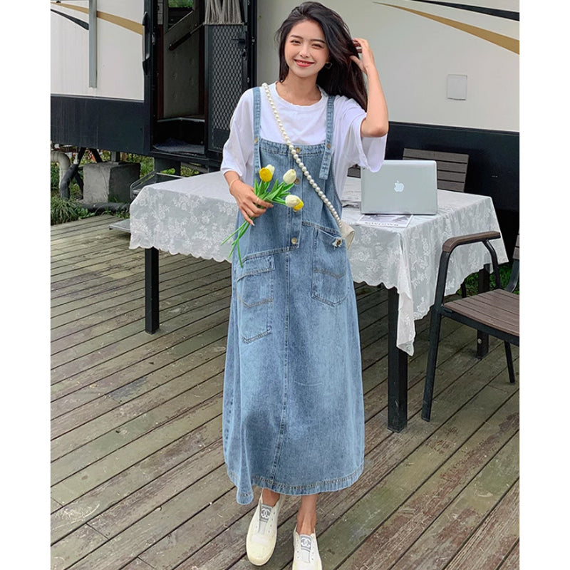 オーバーサイズデニムサロペットスカート