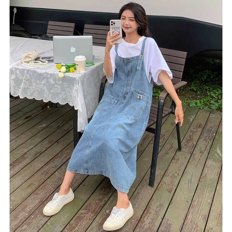オーバーサイズデニムサロペットスカート