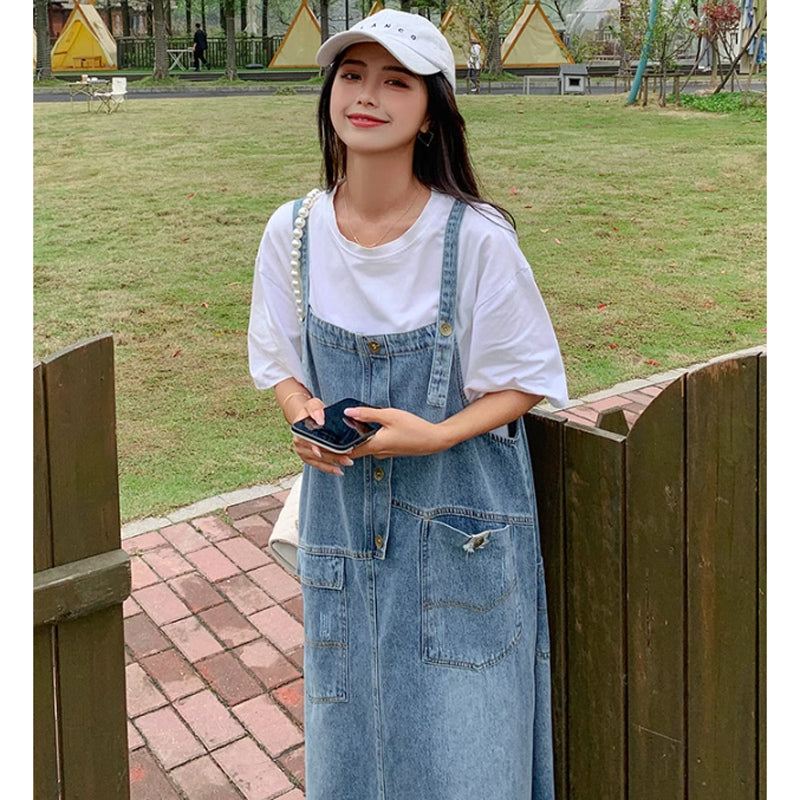 オーバーサイズデニムサロペットスカート