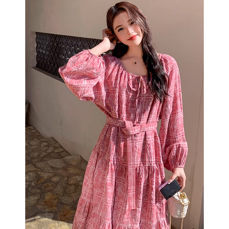 レトロチェックワンピース