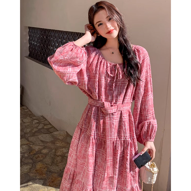 レトロチェックワンピース