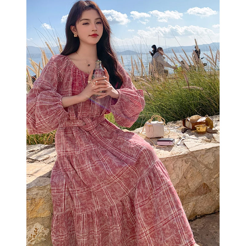 レトロチェックワンピース