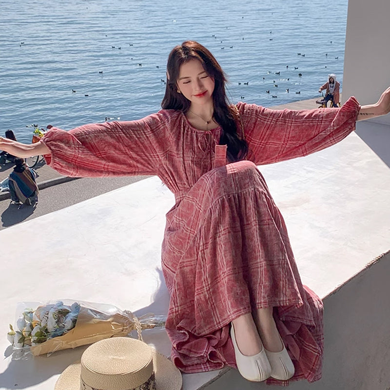 レトロチェックワンピース