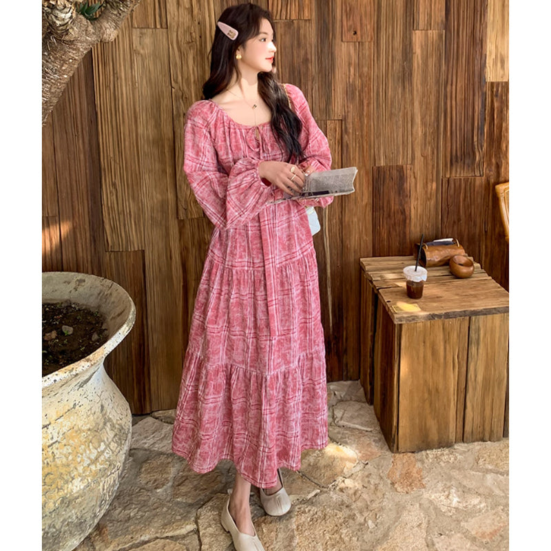 レトロチェックワンピース