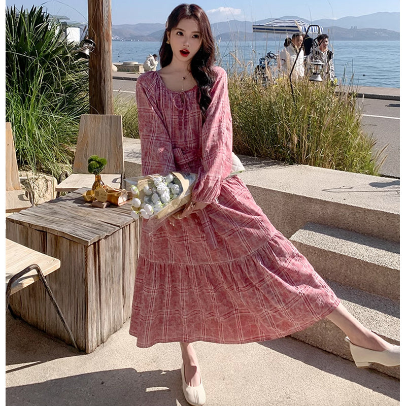 レトロチェックワンピース