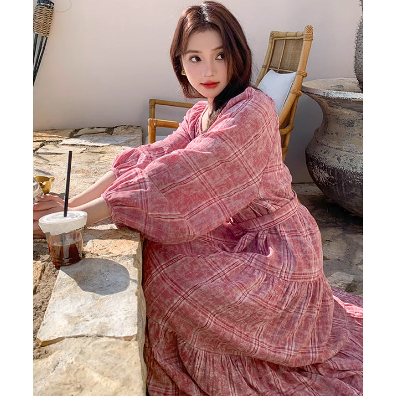 レトロチェックワンピース