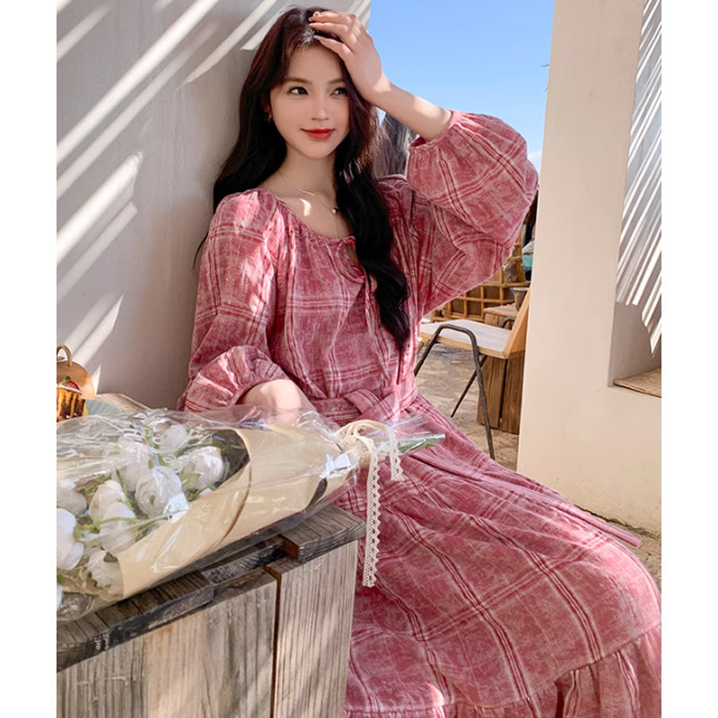 レトロチェックワンピース