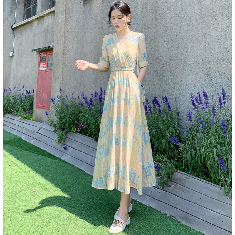 カシュクールミモレ丈スカートワンピース