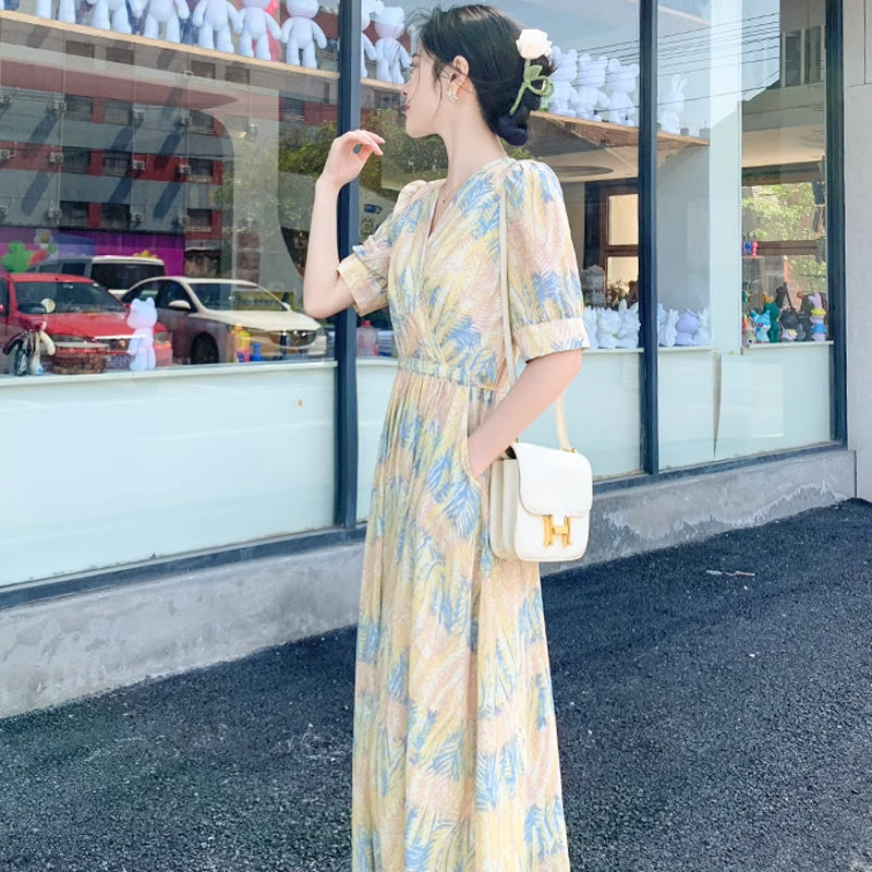 カシュクールミモレ丈スカートワンピース