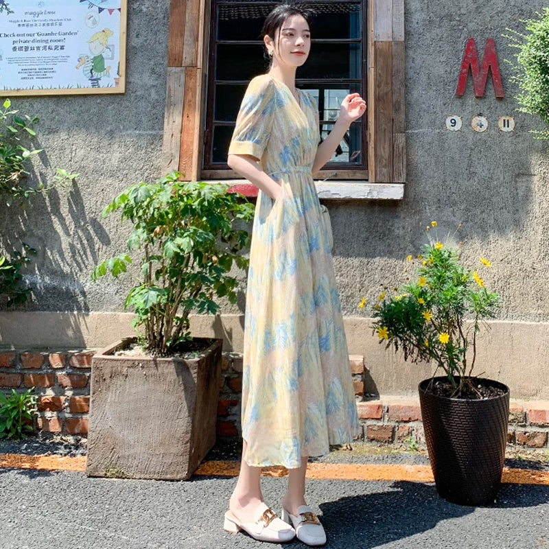 カシュクールミモレ丈スカートワンピース