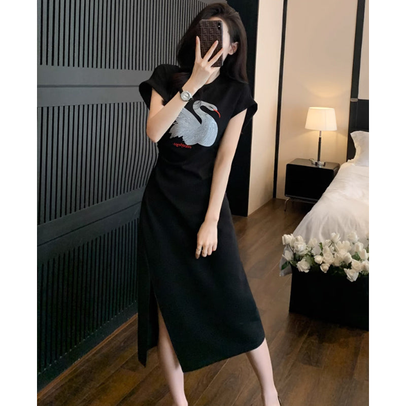 スワンTシャツワンピース(2type/2colors)