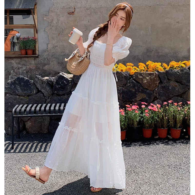 オフショルダーシャーリングワンピース