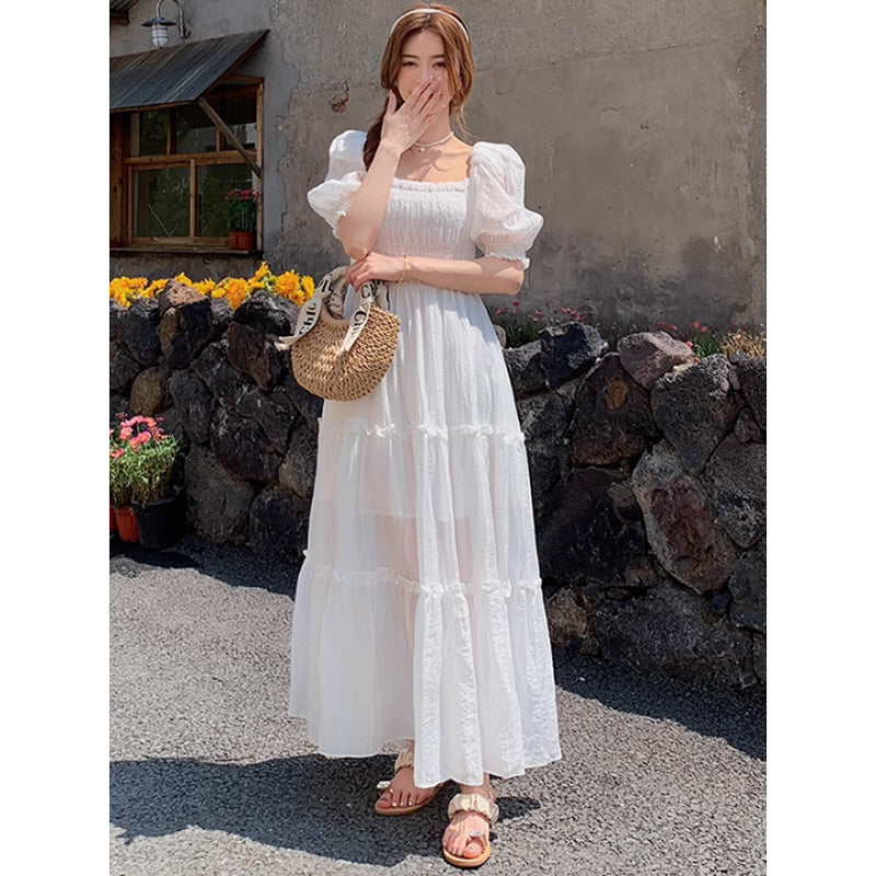 オフショルダーシャーリングワンピース