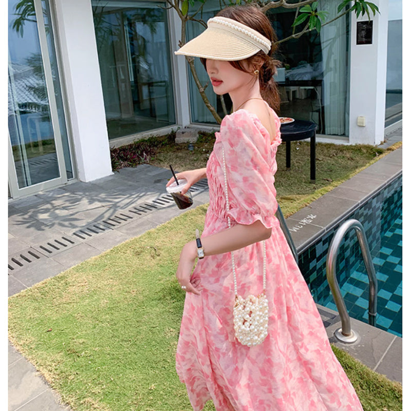 シャーリングシフォンワンピース