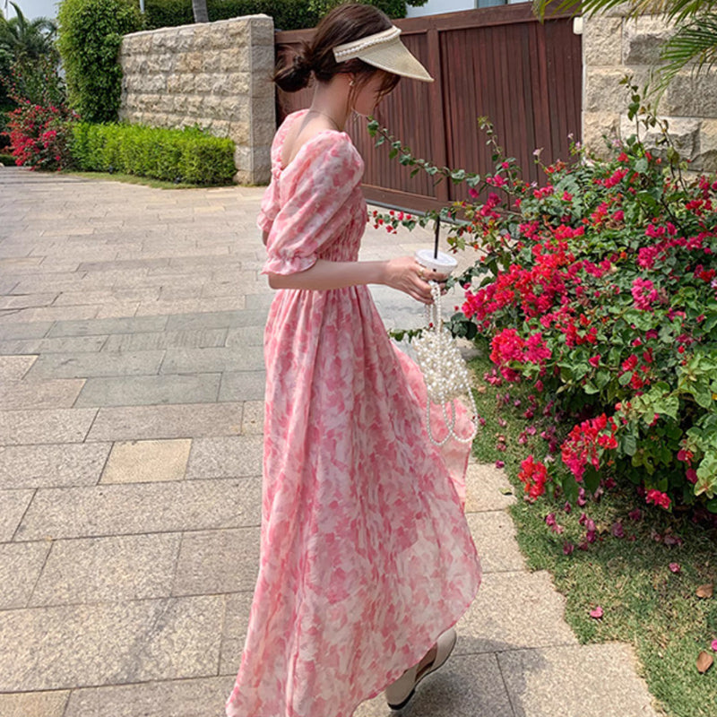 シャーリングシフォンワンピース