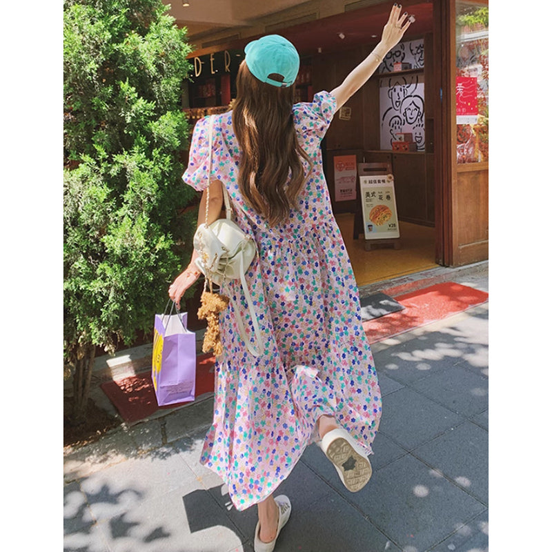 カラフルフラワーワンピース