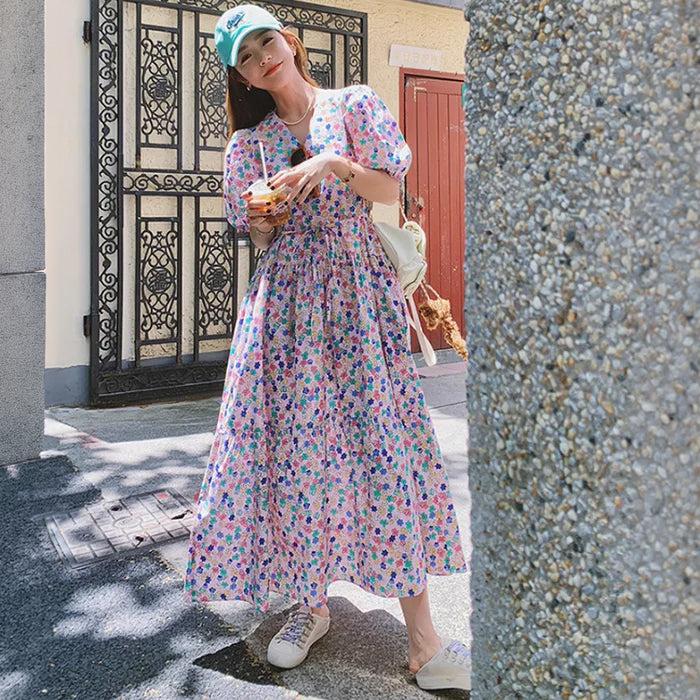 カラフルフラワーワンピース