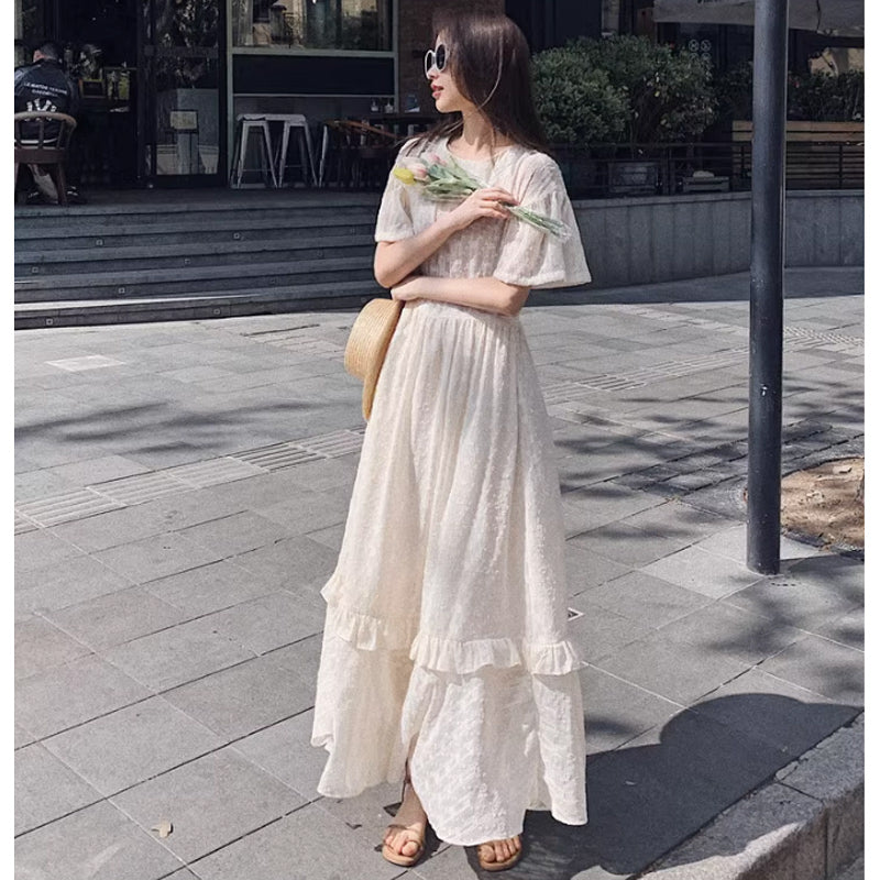 フレア袖レトロワンピース