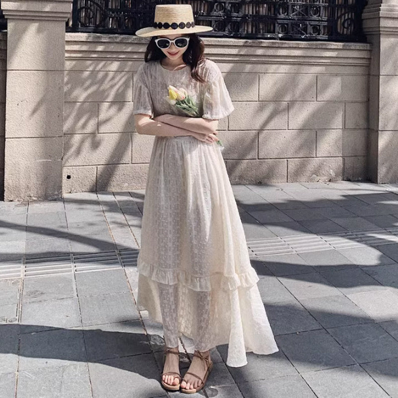 フレア袖レトロワンピース