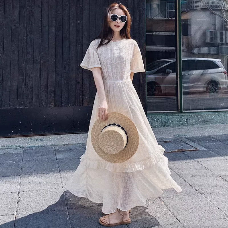 フレア袖レトロワンピース