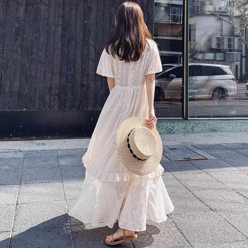 フレア袖レトロワンピース