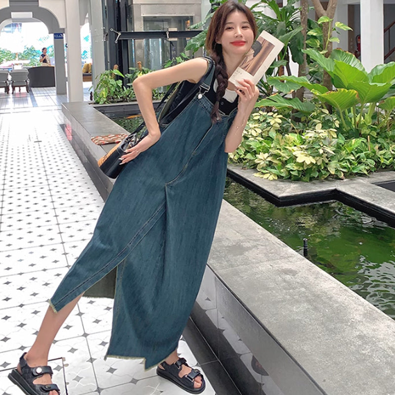 タックスカートデニムサロペット