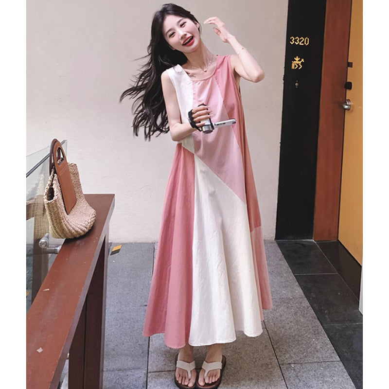 パッチワーク風ノースリーブワンピース