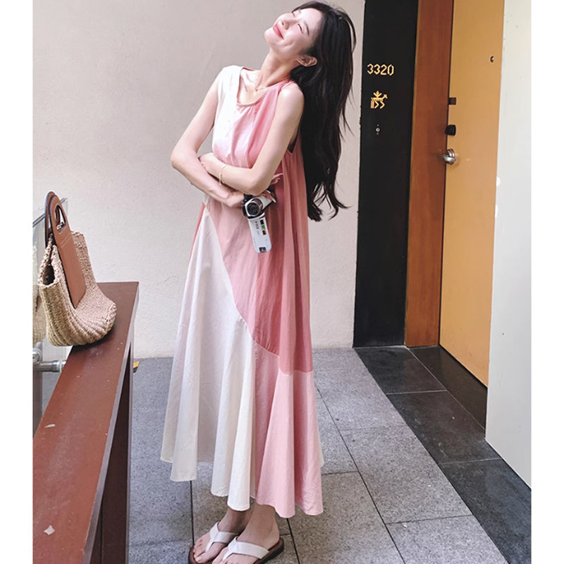 パッチワーク風ノースリーブワンピース