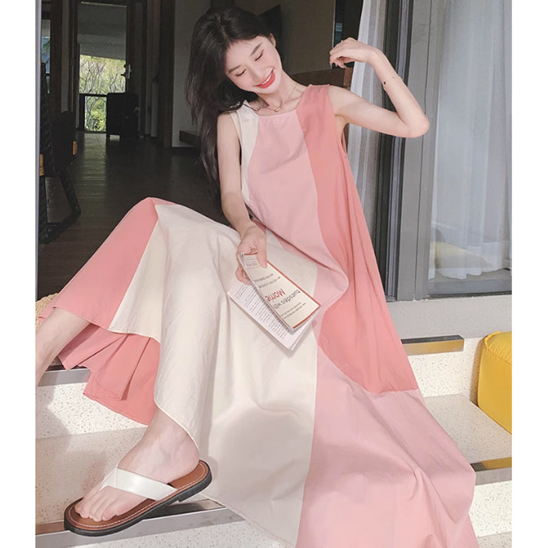 パッチワーク風ノースリーブワンピース