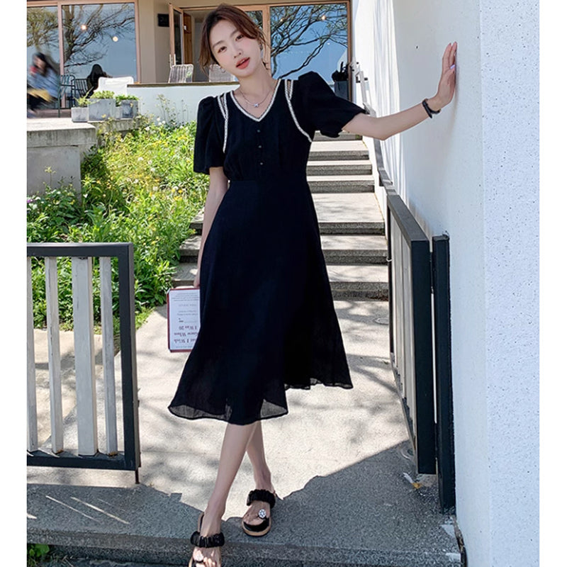 レイヤード風パフスリーブワンピース
