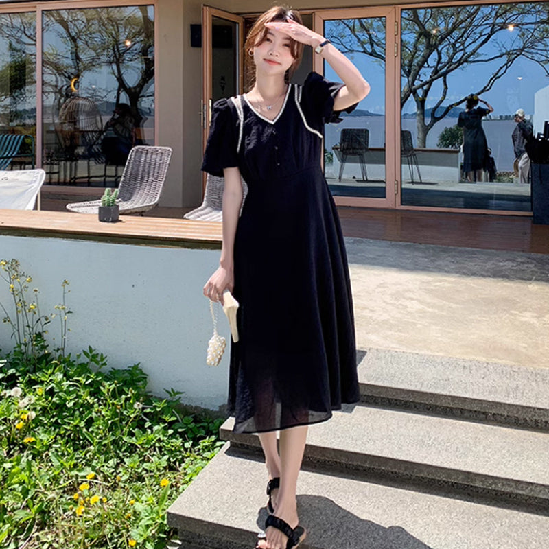 レイヤード風パフスリーブワンピース