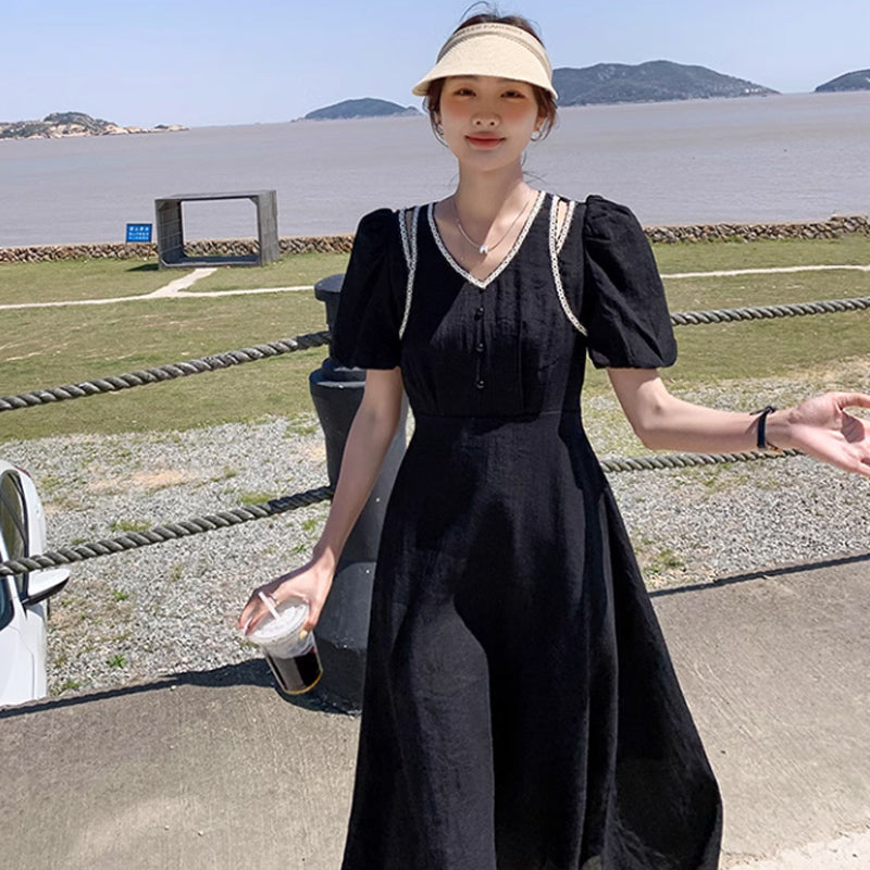 レイヤード風パフスリーブワンピース