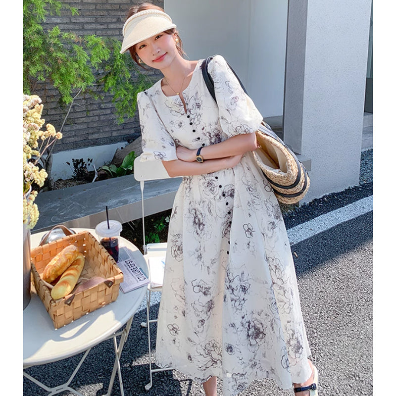 2wayショルダーフラワーワンピース