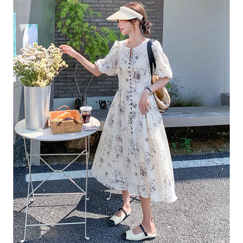 2wayショルダーフラワーワンピース