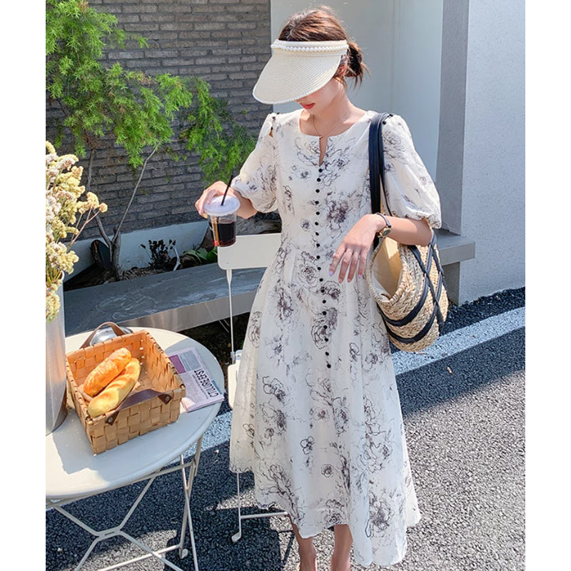 2wayショルダーフラワーワンピース