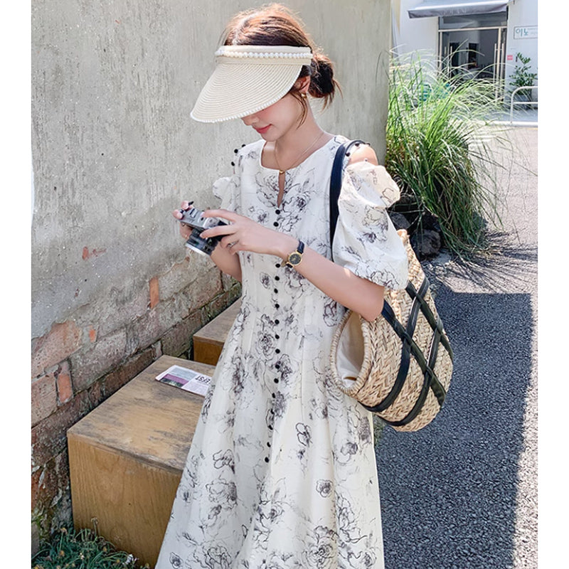 2wayショルダーフラワーワンピース