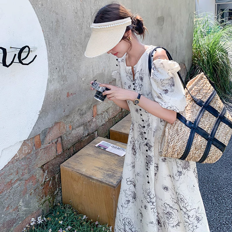 2wayショルダーフラワーワンピース