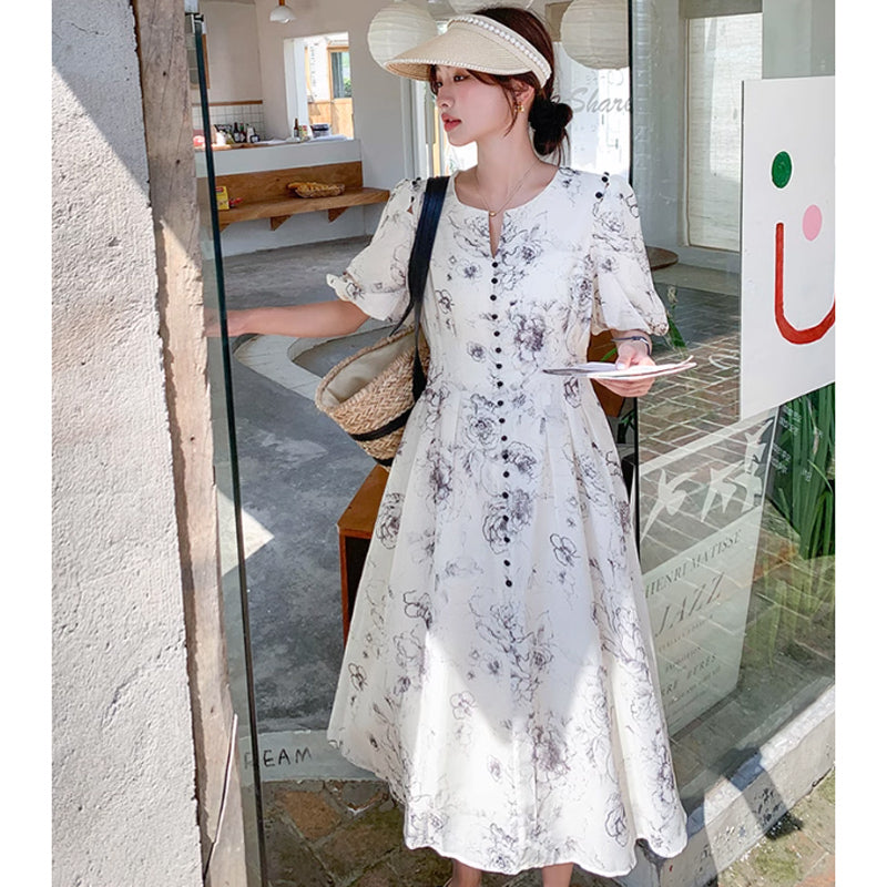 2wayショルダーフラワーワンピース