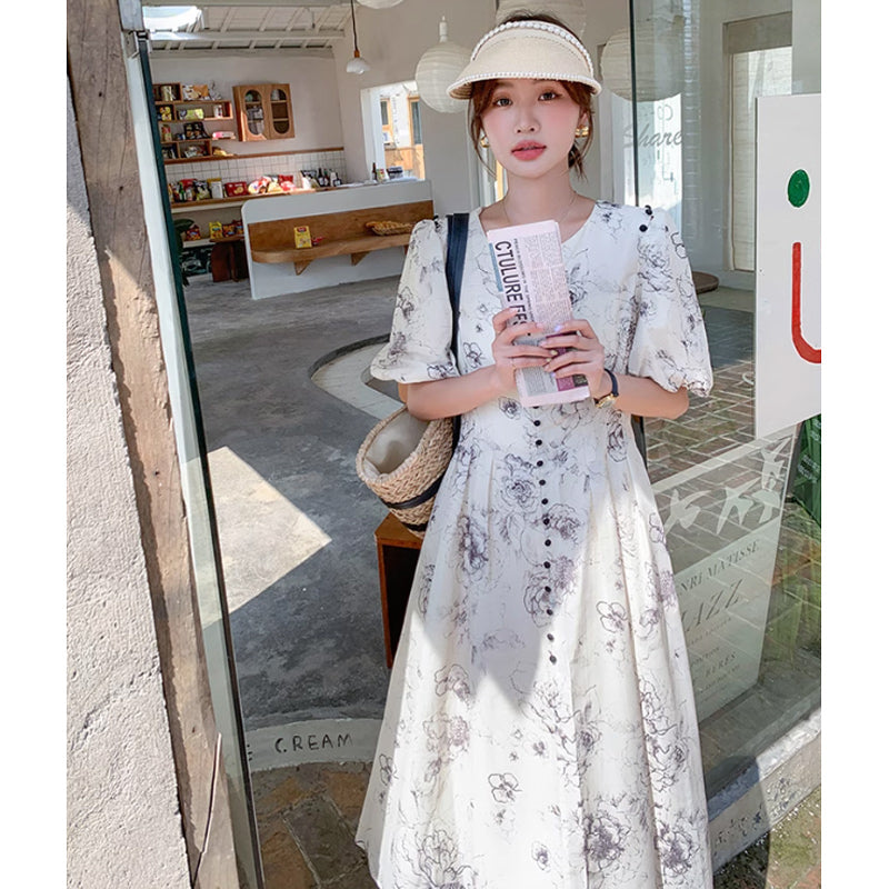 2wayショルダーフラワーワンピース