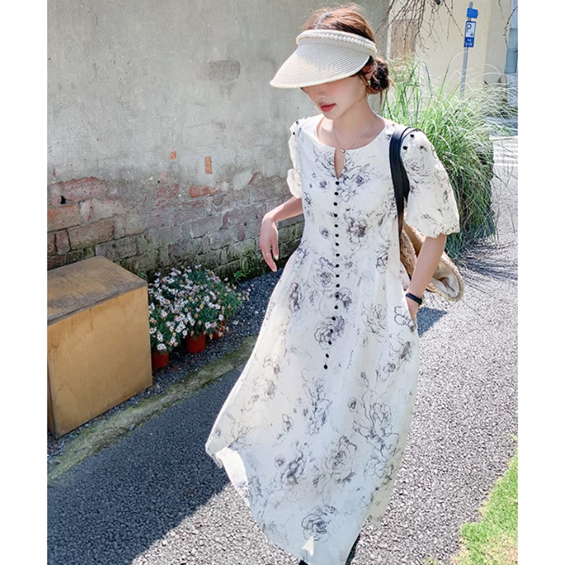 2wayショルダーフラワーワンピース