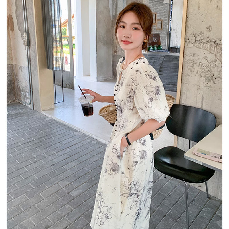 2wayショルダーフラワーワンピース