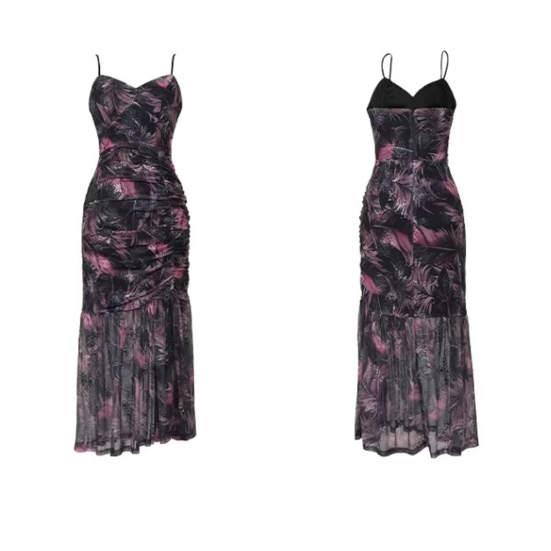 花柄ロング丈キャミソールワンピース