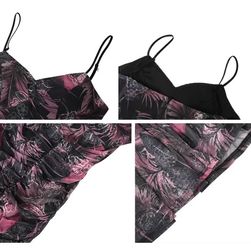 花柄ロング丈キャミソールワンピース