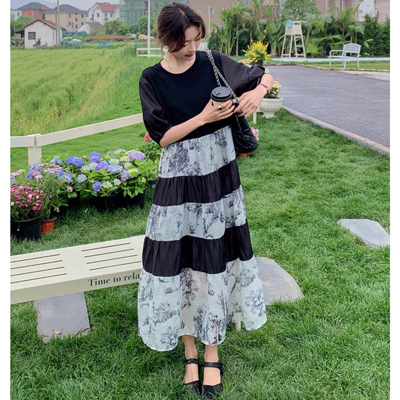 フラワーボーダーワンピース